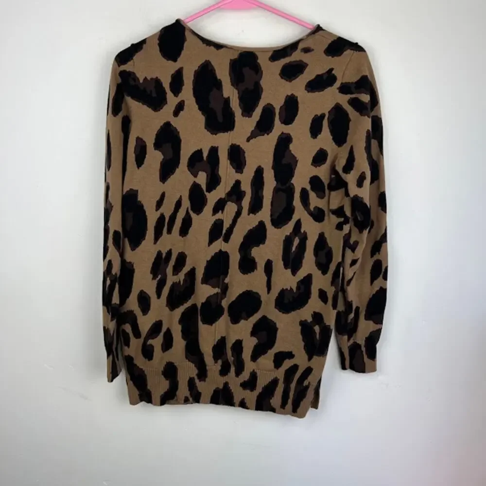 WE By living in yellow leopard print pull over sweater size small
